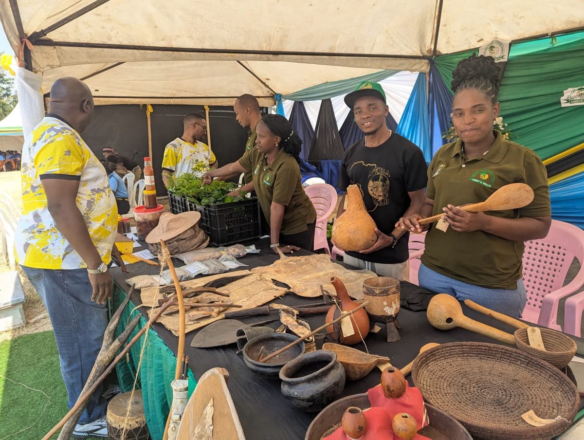 Visitors at Afrika Talii cultural exhibit