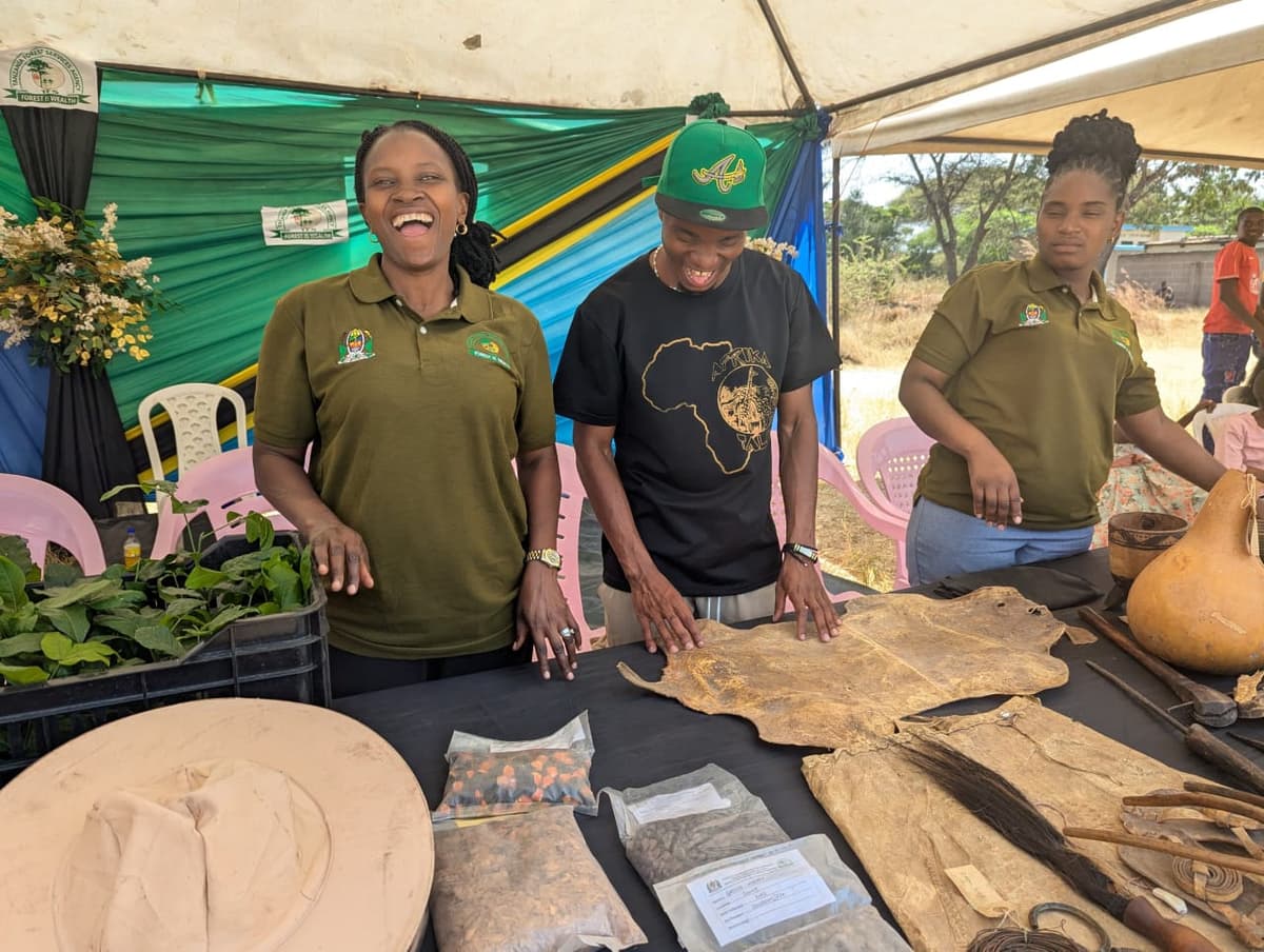 Joyful moment at the cultural conservation booth