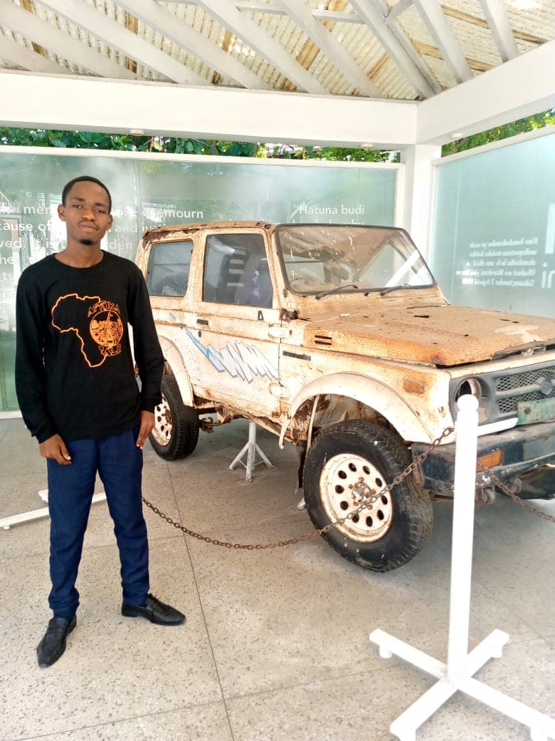Member at historical museum exhibit